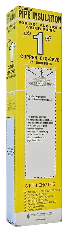Tundra 31180U/PR38118UW Pipe Insulation, 6 ft L, Steel, Charcoal, 1 in Copper, 3/4 in IPS PVC, 1-1/8 in AC Tubing Pipe