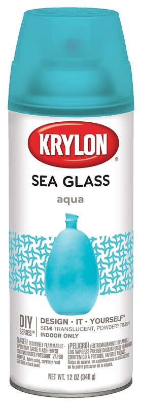 Krylon K09057000 Spray Glass Spray Paint, Sea Glass, Aqua, 12 oz, Aerosol Can