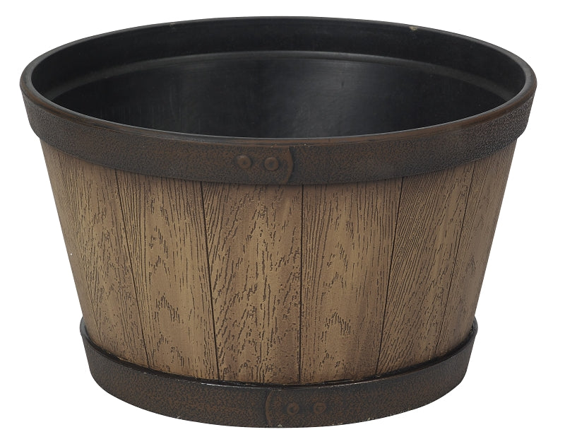 Garant HTN1512NO Whiskey Barrel Tennessee Planter, 15-1/2 in Dia, Resin, Natural Oak