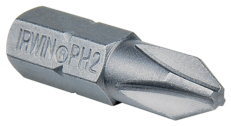 Irwin 351047XC Insert Bit, #2 Drive, Phillips/Slotted Drive, 1/4 in Shank, Hex Shank, 1 in L, Steel