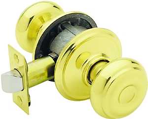 Schlage Georgian Series F10 GEO 605 Passage Knob, Knob Handle, Metal, Bright Brass, 2-3/8, 2-3/4 in Backset