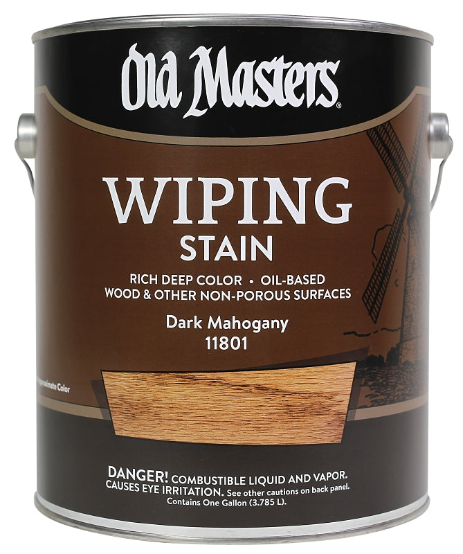 Old Masters 11801 Wiping Stain, Dark Mahogany, Liquid, 1 gal, Can