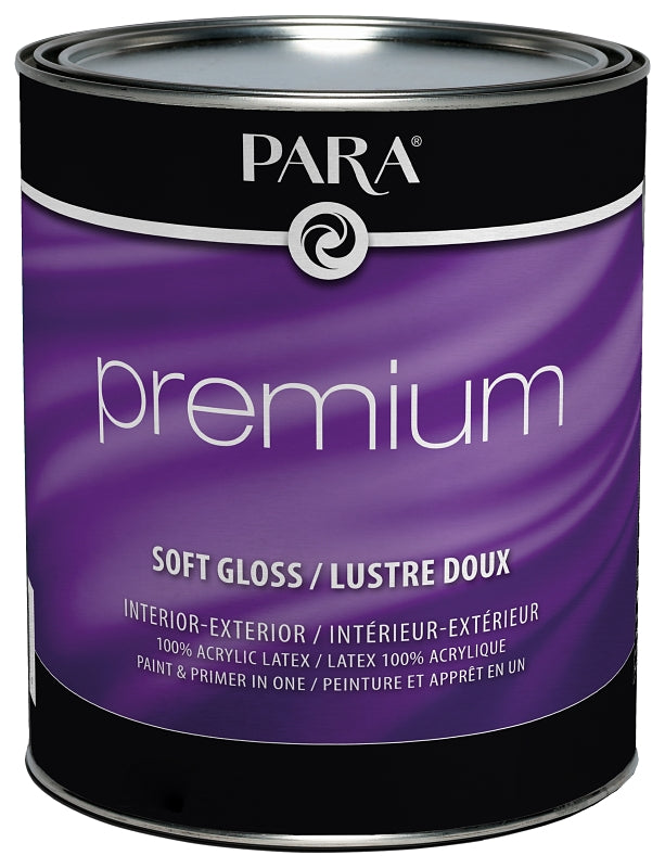 PARA Premium 1850-14 Interior/Exterior Paint, Soft Semi-Gloss, White, 1 qt