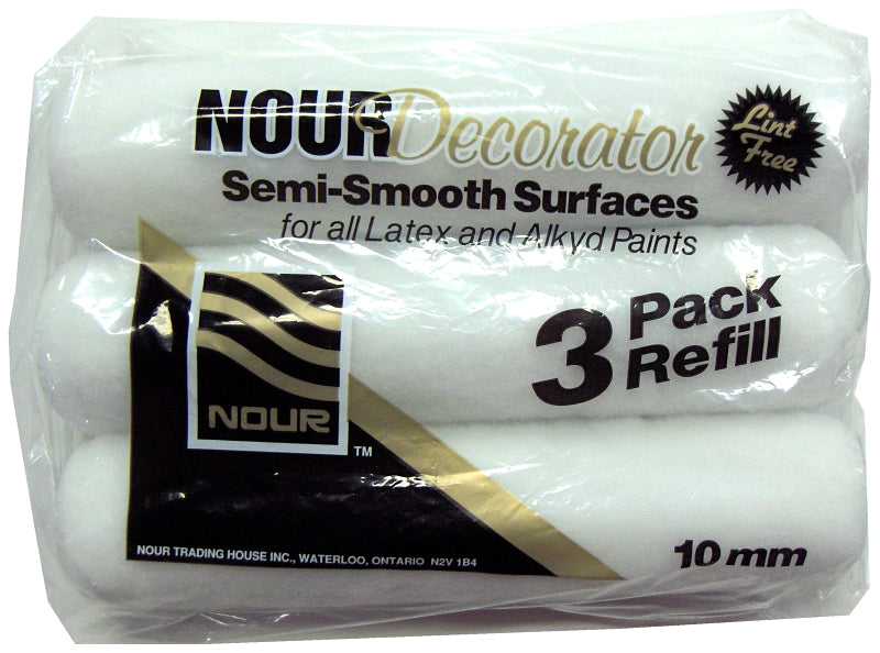 NOUR Decorator Z 9N10-3 Roller Cover Refill, 10 mm Thick Nap, 240 mm L, Nylon/Polyester Cover