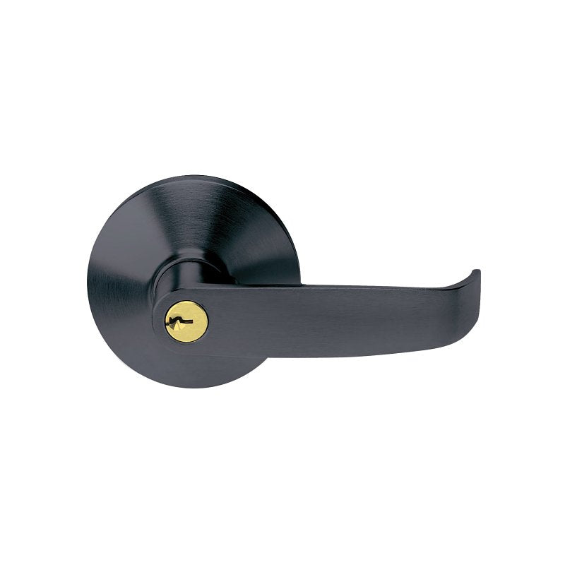 Tell Manufacturing EX100477 Entry Door Lock, Lever Handle, Matte Black, Steel, Commercial, 2 Grade, Left, Right Hand