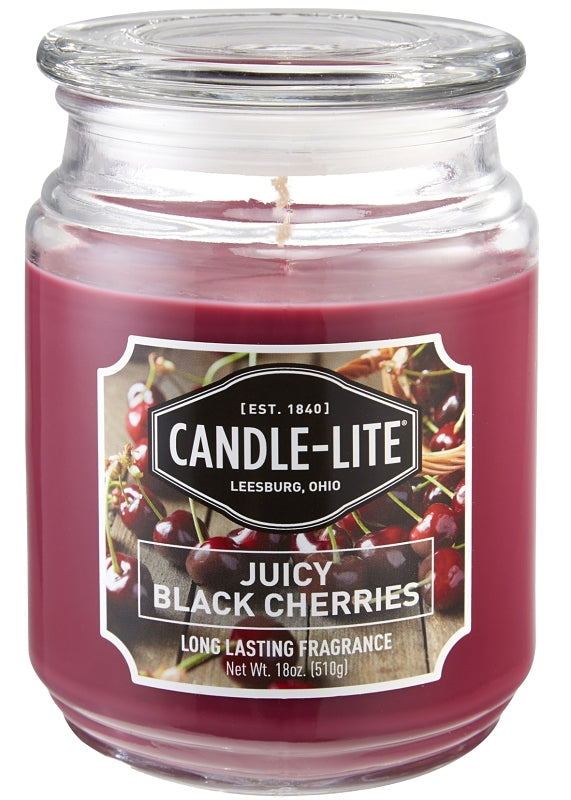 CANDLE-LITE 3297565 Jar Candle, Juicy Black Cherries Fragrance, Burgundy Candle, 70 to 110 hr Burning