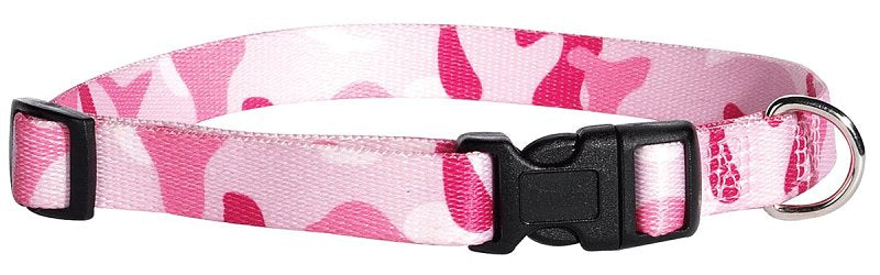 Casual Canine ZA6741 06 75 Dog Collar, D-Ring Link, 6 to 10 in L Collar, 3/8 in W Collar, Nylon, Pink Camo