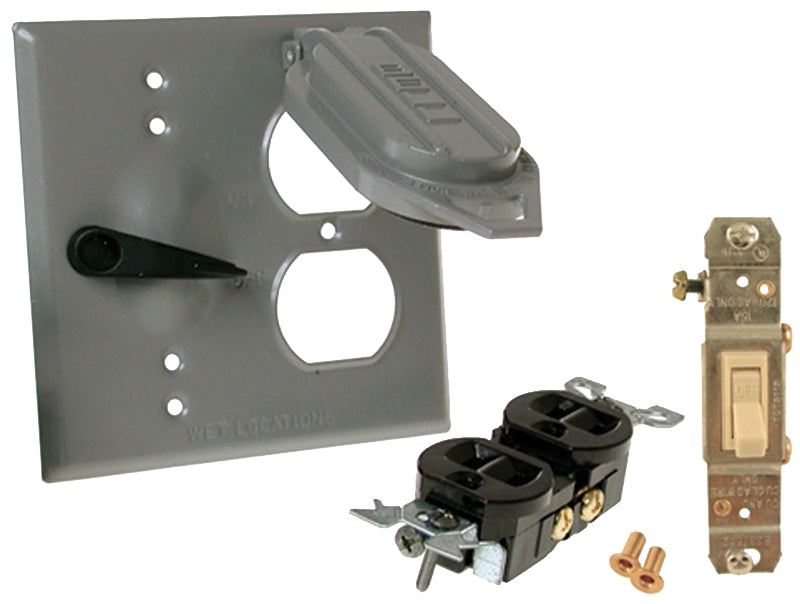 Hubbell 5166-0 Switch Cover, Aluminum, Gray, Powder-Coated