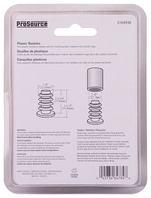 ProSource FE-S806-PS Furniture Socket, Plastic, Black