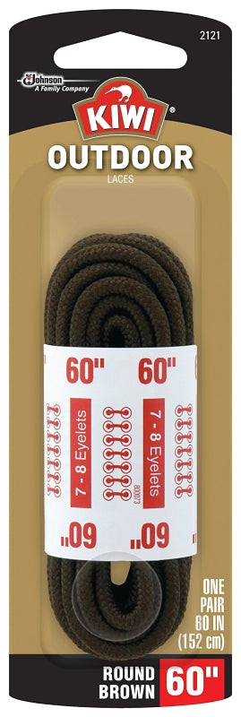 Kiwi 70451 Boot Lace, Nylon, Brown, 60 in L