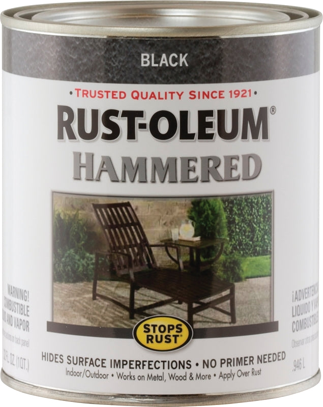 Stops Rust 7215502 Enamel Paint, Hammered Sheen, Black, 1 qt, Can, 75 to 150 sq-ft/qt Coverage Area