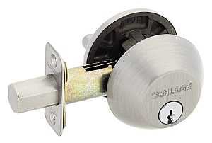 Schlage B60619 Deadbolt, Satin Nickel, Metal, C Keyway, Re-Key Technology: Traditional, Residential, Grade 1 Grade, Yes