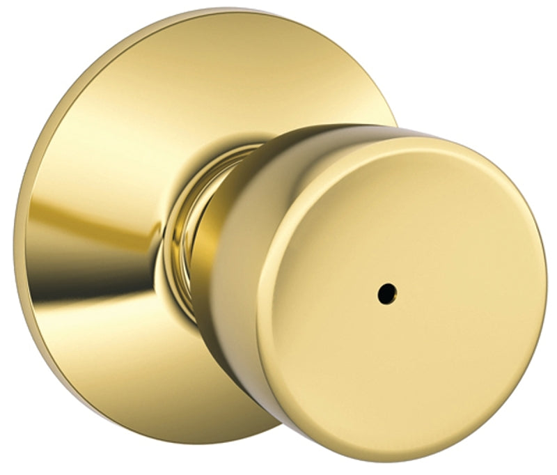 Schlage F40 BEL 605 Privacy Lockset, Tulip Design, Knob Handle, Bright Brass, Metal, Yes