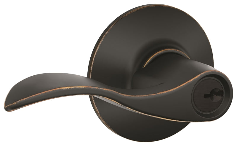 Schlage Accent Series F51A V ACC 716 Entry Door Handleset Lockset, Mechanical Lock, Aged Bronze, Lever Handle, Metal