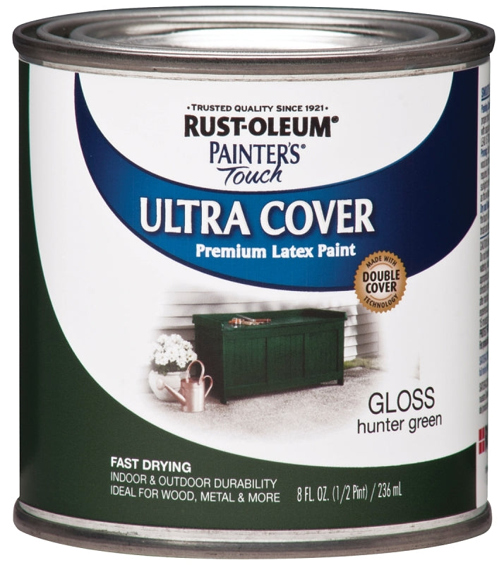 Painter's Touch Ultra Cover 1938730 Enamel Paint, Water Base, Gloss Sheen, Hunter Green, 0.5 pt, Can