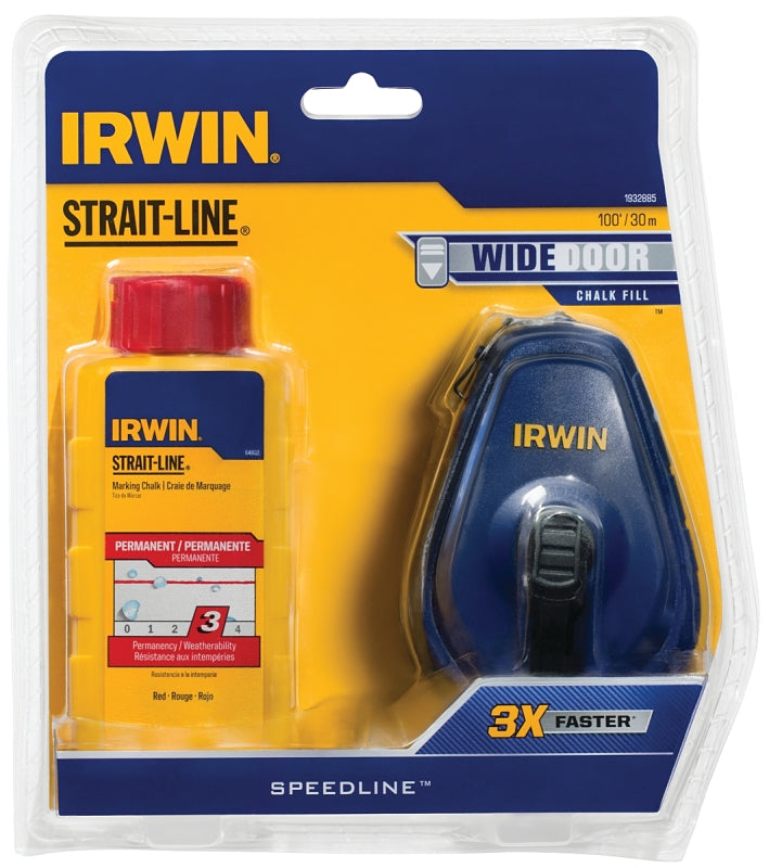 Irwin Speedline Series 1932885 Reel and Chalk Combo, 100 ft L Line, 3:1 Gear Ratio