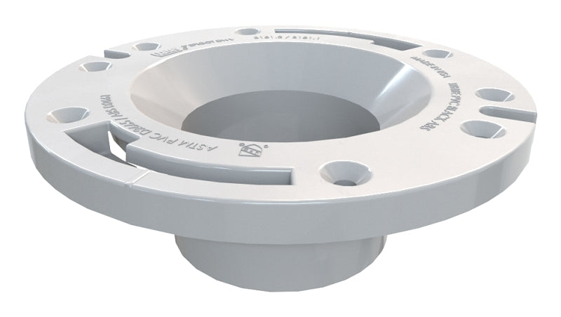 Oatey 43585 Closet Flange, 3 in Connection, PVC, White, For: Most Toilets