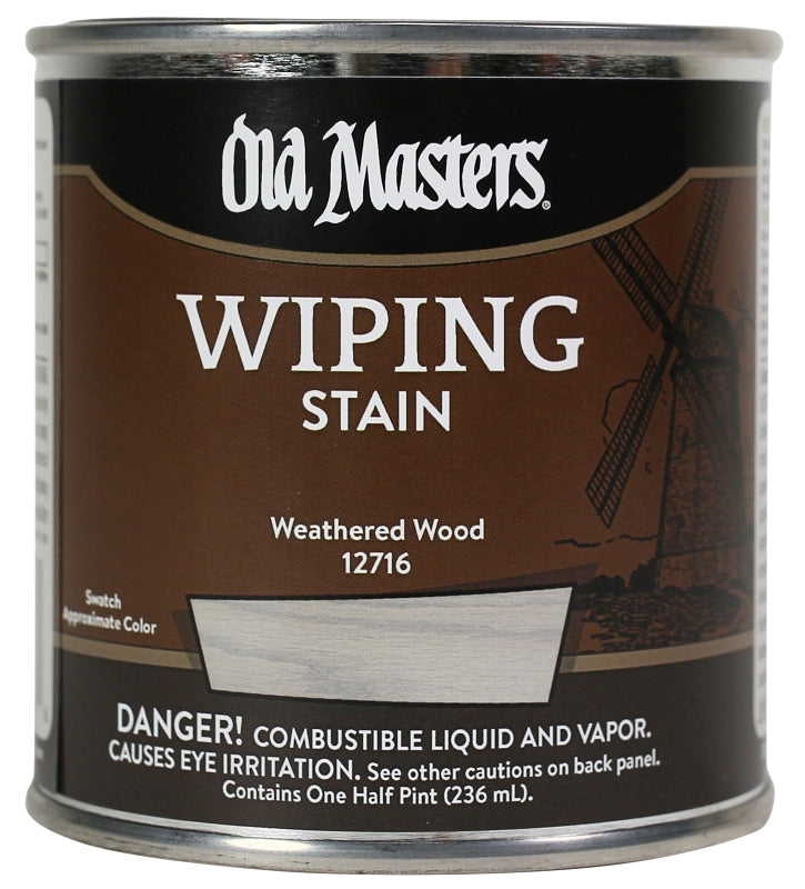 Old Masters 12716 Wiping Stain, Weathered Wood, Liquid, 0.5 pt, Can