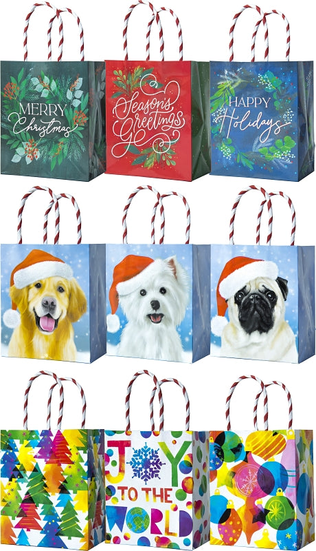 Santas Forest 69830 Small Gift Bag with Handle, 4-1/2 in W, 5-1/2 in H, Paper, Festive