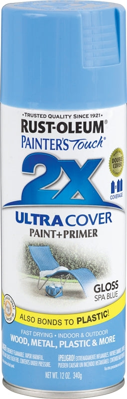 2X Ultra Cover 334045 Spray Paint, Gloss, Spa Blue, 12 oz, Can
