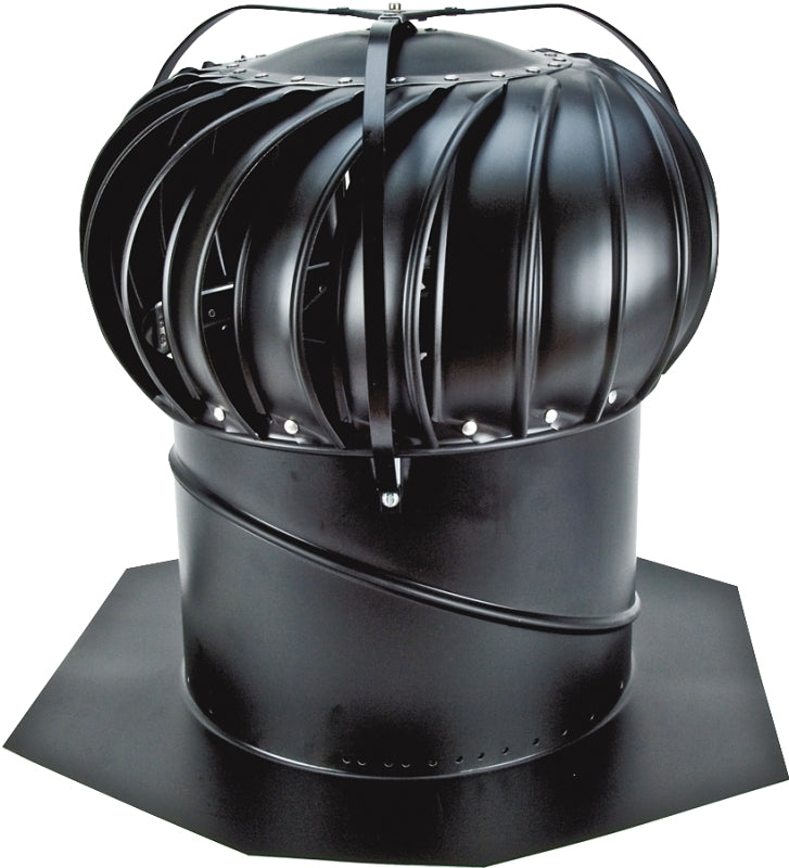 Lomanco Whirlybird BEB14B Turbine Ventilator, 14 in Dia Throat, Aluminum, Black