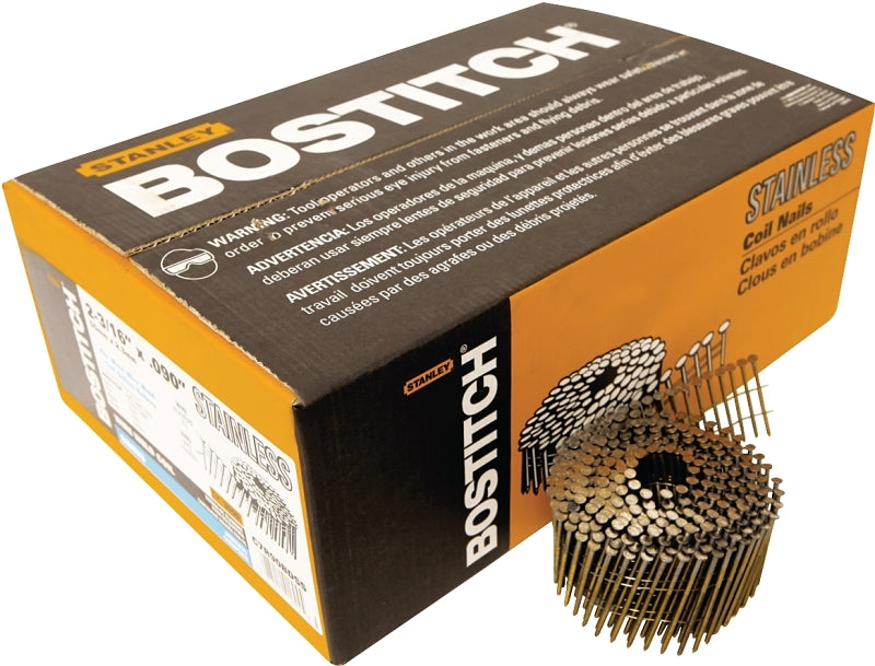 Bostitch C7R90BDSS Siding Nail, 2-3/16 in L, Stainless Steel, Ring Shank