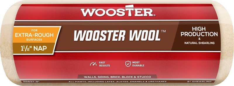 Wooster RR6379 Roller Cover, 1-1/2 in Thick Nap, 9 in L, Lambskin Cover