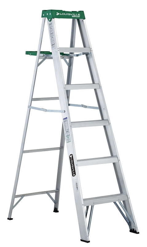 Louisville AS4006 Step Ladder, 125 in Max Reach H, 5-Step, 225 lb, Type II Duty Rating, 3 in D Step, Aluminum