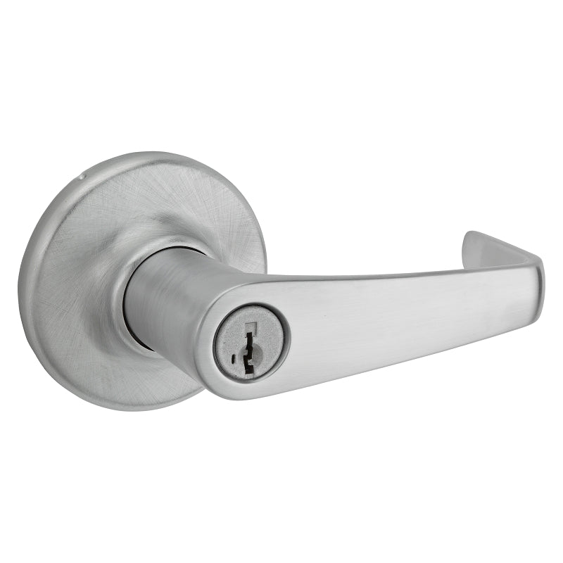 Kwikset 756KNL 26D Entry Door Lever, Pushbutton Lock, Satin Chrome, Zinc, Residential, Re-Key Technology: SmartKey