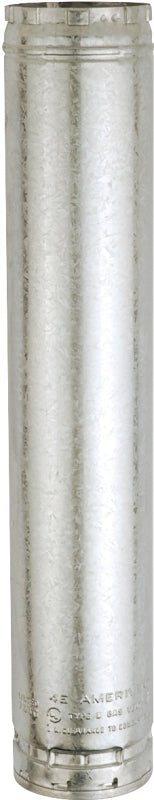 AmeriVent 5E12 Type B Gas Vent Pipe, 5 in OD, 12 in L, Galvanized Steel