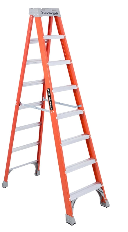 Louisville FS1508 Step Ladder, 8 ft H, Type IA Duty Rating, Fiberglass, 300 lb, 7-Step, 147 in Max Reach
