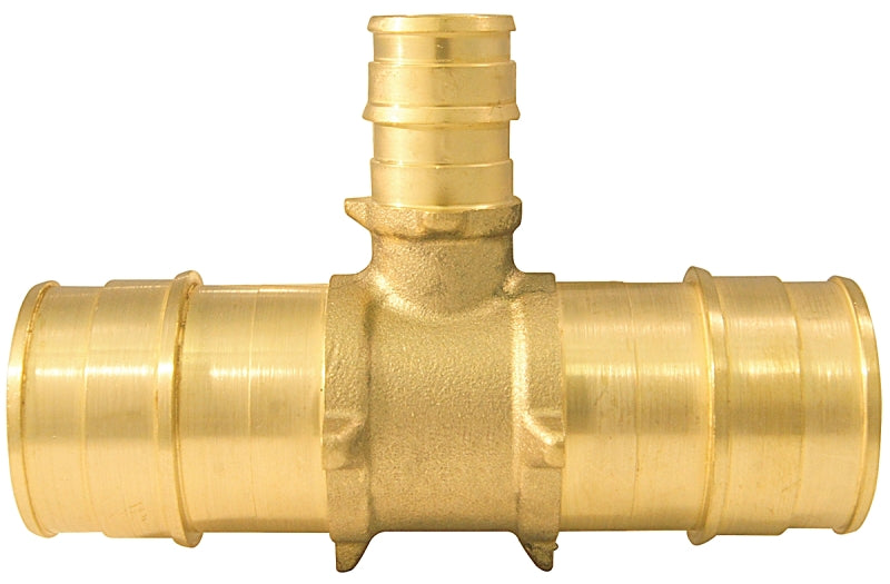 Apollo Valves Expansion Series EPXT1112 Pipe Tee, 1 x 1/2 in, Barb, Brass, 200 psi Pressure