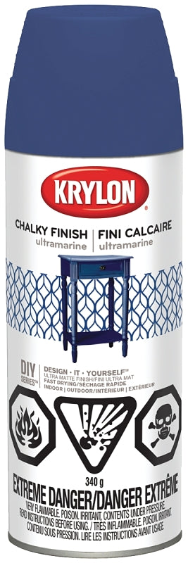 Krylon 441090000 Chalk Spray Paint, Ultra Matte, Ultramarine, 12 oz, Can