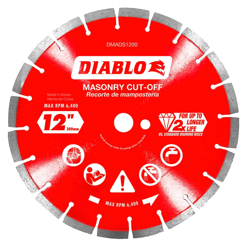 Diablo DMADS1200 Saw Blade, 12 in Dia, Segmented Rim