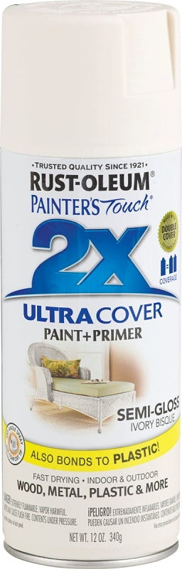 2X Ultra Cover 249860 Spray Paint, Semi-Gloss, Ivory Bisque, 12 oz, Can