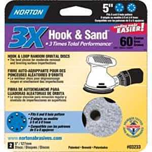Norton 03233 Sanding Disc, 5 in Dia, 11/16 in Arbor, Coated, 60 Grit, Coarse, Alumina Ceramic Abrasive, Spiral