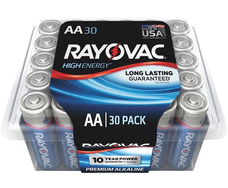 Rayovac 815-30PPTK Battery, 1.5 V Battery, 750 mAh, AA Battery, Alkaline