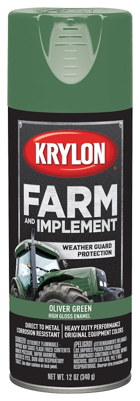 Krylon K01943000 Farm Equipment Spray, High-Gloss, Oliver Green, 12 oz