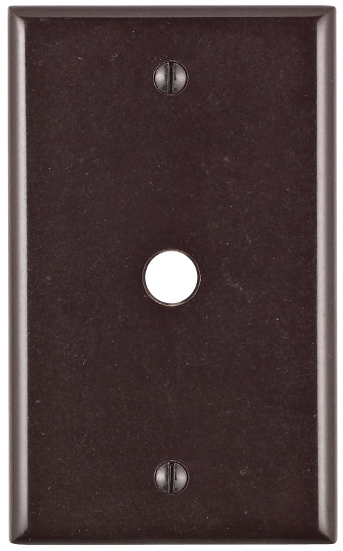 Leviton 85013 Telephone/Cable Wallplate, 4-1/2 in L, 2-3/4 in W, 1 -Gang, Thermoset Plastic, Brown, Smooth