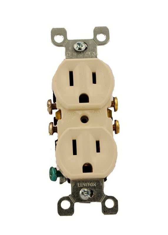 Leviton 216-05320-TCP Duplex Receptacle, 2 -Pole, 15 A, 125 V, Push-In, Side Wiring, NEMA: 5-15R, Light Almond
