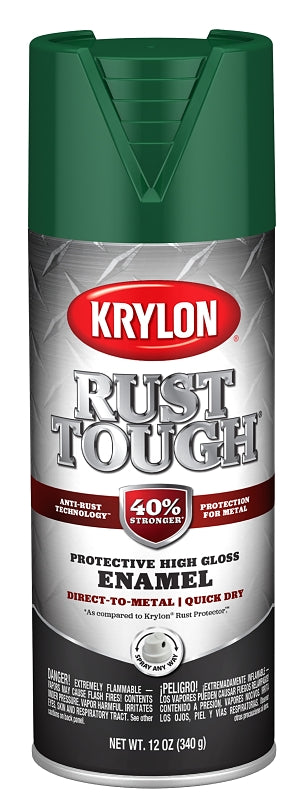 Krylon RTA9215 Rust Preventative Spray Paint, Gloss, Forest Green, 12 oz, Can