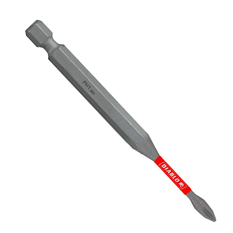 Diablo DPH135P2 Drive Bit, #1 Drive, Phillips Drive, 1/4 in Shank, Hex Shank, 3-1/2 in L