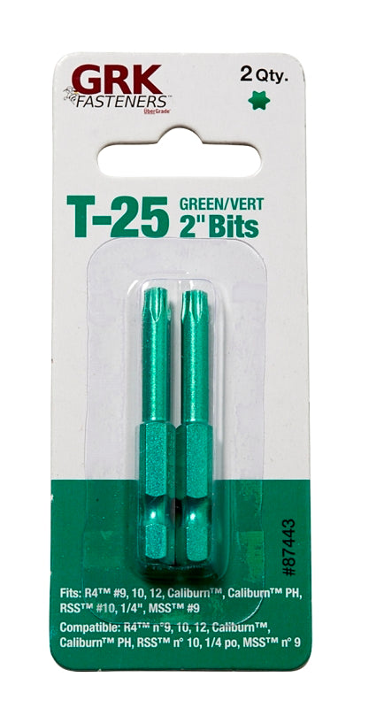 GRK Fasteners 87443 Drive Bit, T25 Drive, Star Drive, 2 in L, Metal