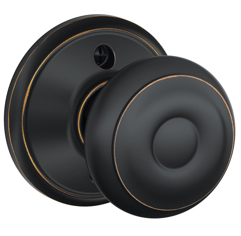 Schlage F170 GEO 716 Dummy Knob, Knob Handle, Round Design, Aged Bronze, Residential, Metal