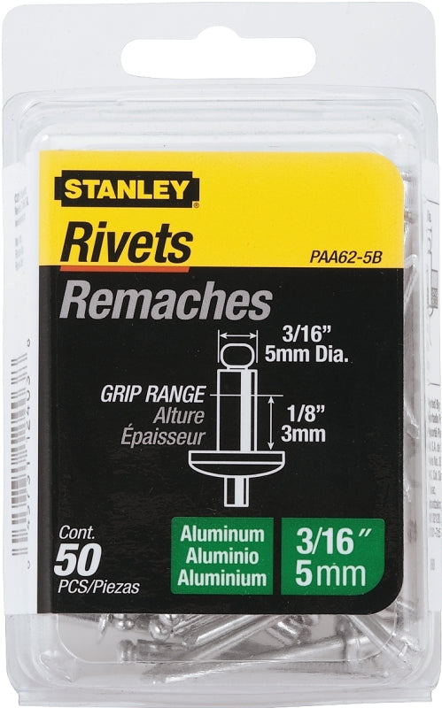 Stanley PAA62-5B Pop Rivet, Reusable, 1-1/2 in L, Aluminum