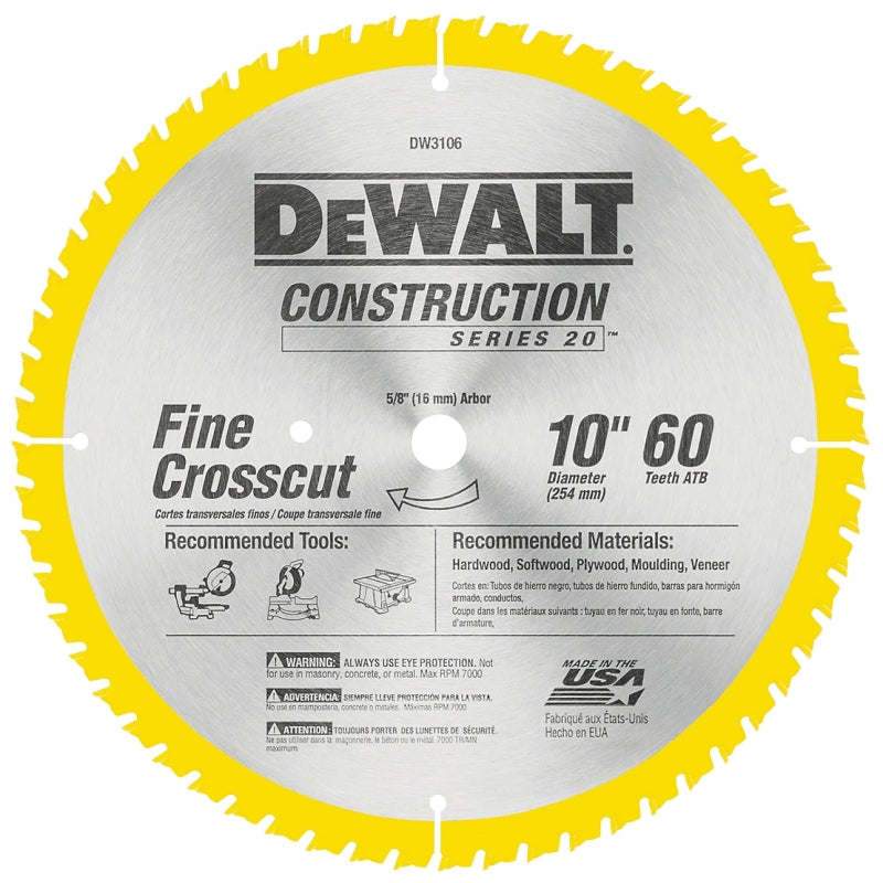DW3106 10IN 60T. BLADE CIRC. S
