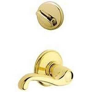 Schlage F59FLA605LH Handleset Trim, Grade 1 Grade, Mechanical Lock, Metal, Bright Brass, Lever Handle, Residential