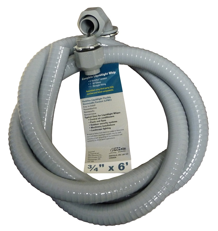 Homerite 65401 Liquidtight Whip, 3/4 in Cable, 6 ft L, PVC