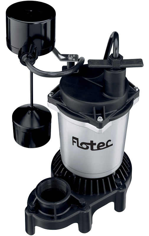 Flotec FPZS33V Sump Pump, 1-Phase, 15 A, 115 V, 1/3 hp, 1-1/2 in Outlet, 22 ft Max Head, 3600 gph, Thermoplastic