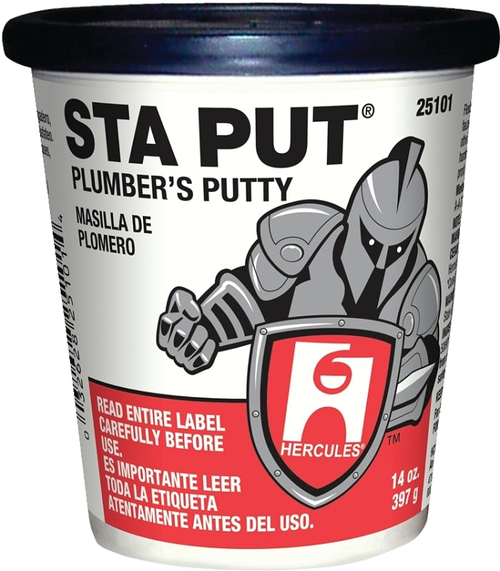 Oatey Sta Put Series 25101 Plumbers Putty, Solid, Off-White, 14 oz
